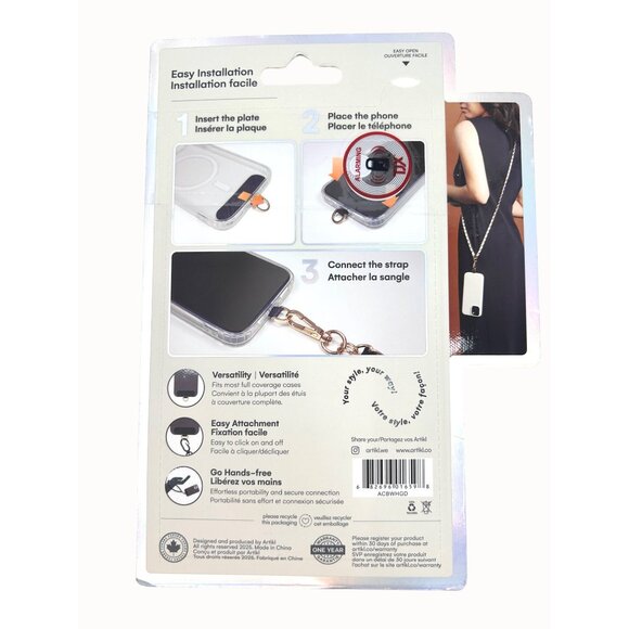 NIP ARTIKL UNIVERSAL CROSSBODY PHONE STRAP GOLD & WHITE CHAIN 120CM ALL SMARTPHO - Picture 3 of 3